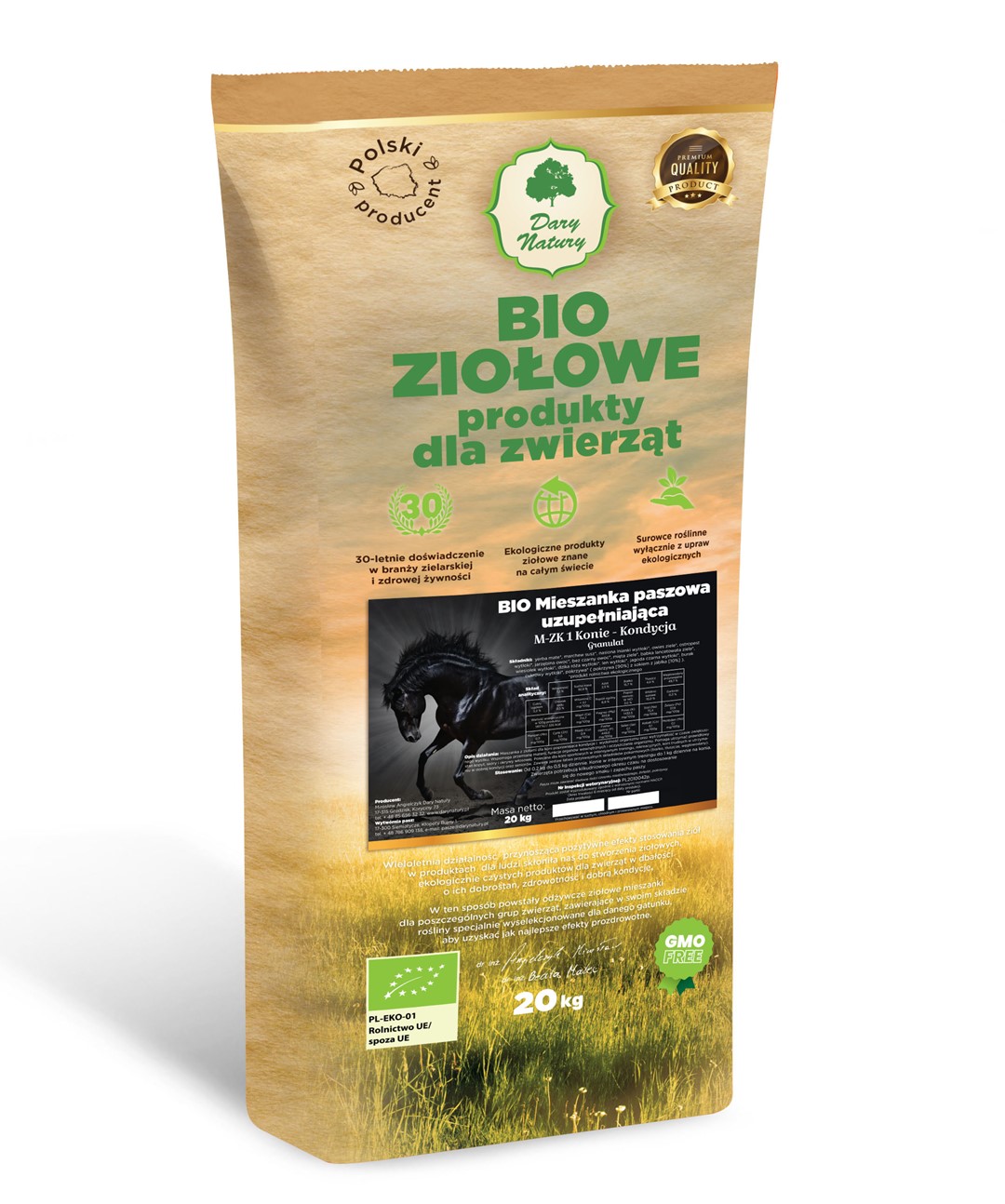 BIO Mieszanka paszowa uzupełniająca M-Z K1 Konie - Kondycja Granulat 20kg