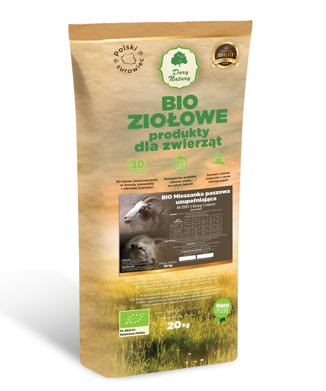 BIO Mieszanka paszowa uzupełniająca M-Z YO1 Kozy i Owce Granulat 20kg