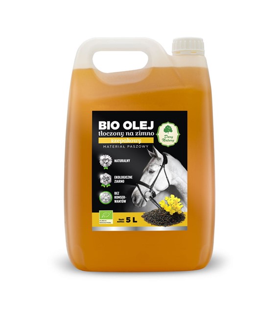 BIO Olej rzepakowy tłoczony na zimno 5 L - dla koni