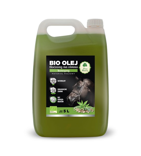 BIO Olej konopny tłoczony na zimno 5 L - dla koni