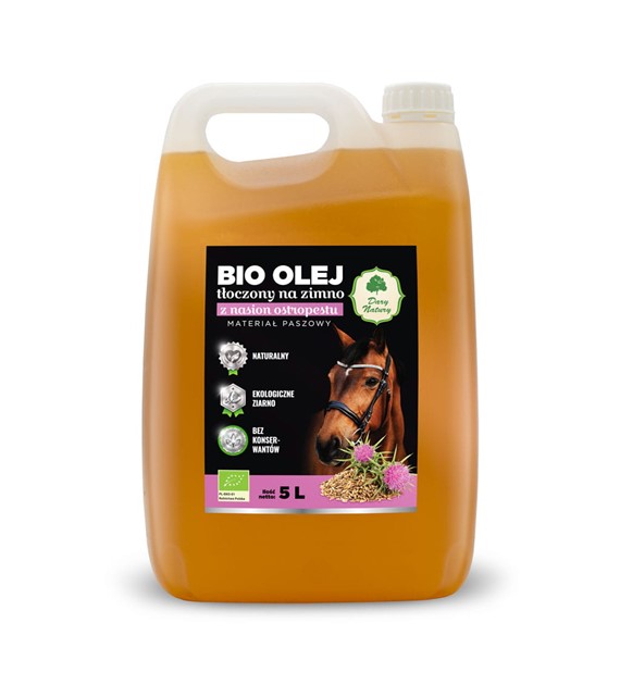 BIO Olej z nasion ostropestu tłoczony na zimno 5l - dla koni