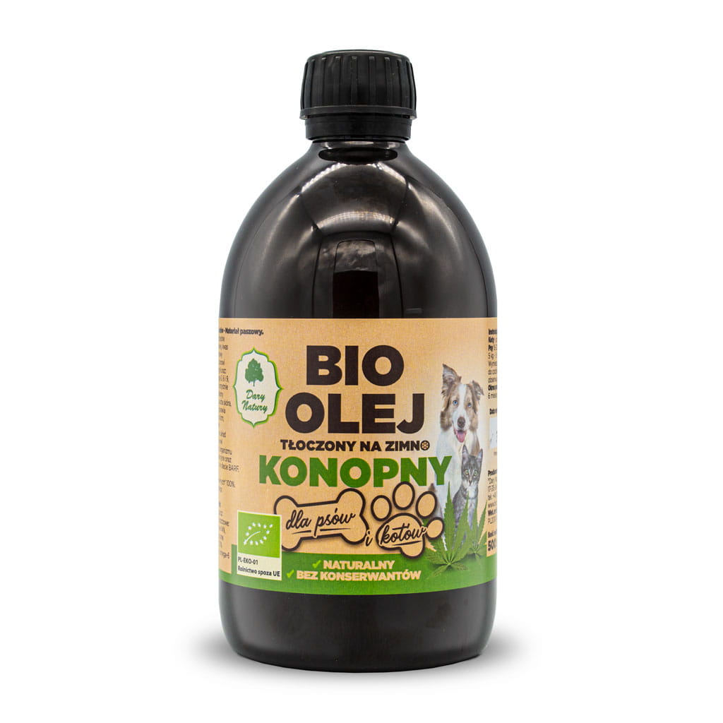 BIO Olej konopny dla psów i kotów 500ml