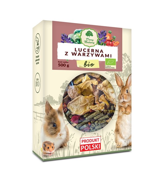 BIO Lucerna z warzywami 500 g dla królików i gryzoni