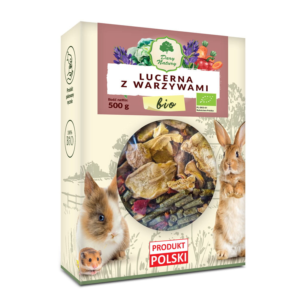 BIO Lucerna z warzywami 500 g dla królików i gryzoni